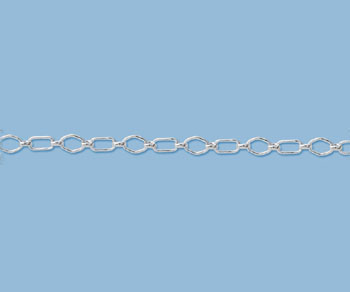 Sterling Silver Oval and Rectangular Long & Short Chain 6x3mm - 10 Feet