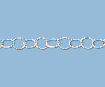 Sterling Silver Oval Cable Chain 8.1x6.4mm - 10 Feet
