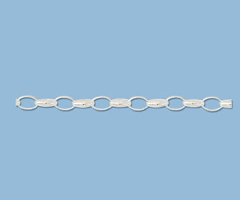 Sterling Silver Oval Rolo Chain 6.2x3mm - 10 Feet