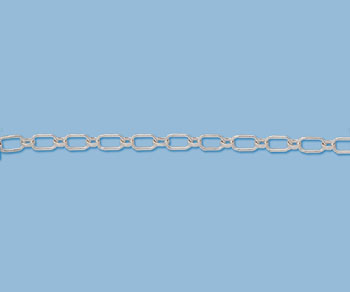 Sterling Silver Rectangular Long & Short Chain 6x2.7mm - 10 Feet