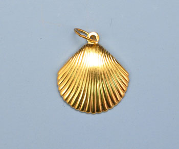 Gold Filled Charm  Large Shell 15mm w/Ring - Pack of 1