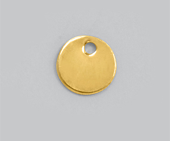 Gold Filled Charm Round Flat Disc w/Hole 6mm (Thick: 0.52mm) - Pack of 1