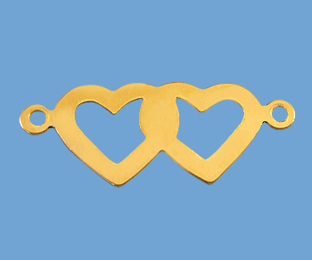 Gold Filled Charm Double Hearts with Cutout 9x23mm - Pack of 1