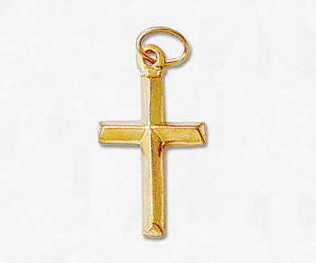 Gold Filled Charm Puff Cross 10x14mm w/Ring - Pack of 1