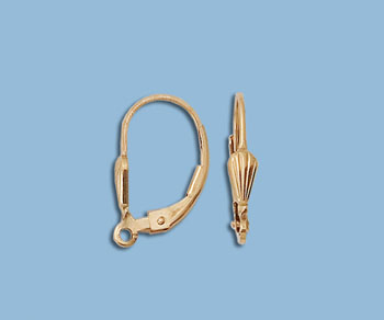 Gold Filled Lever Back w/ Corrugated Teardrop 17x10mm  - Pack of 2