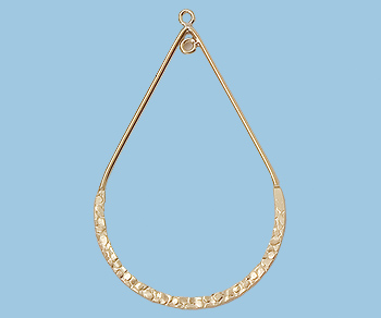 Gold Filled Chandelier Component Pear Shape 1/2 Textd.  27x40mm  - Pack of 2