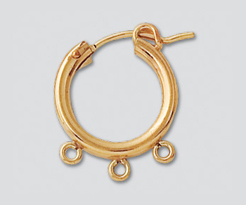 Gold Filled Hoops w/3 Rings 15mm - Pack of 2