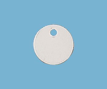 Sterling Silver Charm Round Flat Disc w/Hole 6mm - Pack of 1