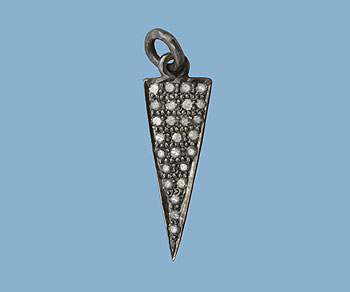 Sterling Silver Charm w/Pave Diamonds Arrow 20.5x7.5 mm - Pack of 1