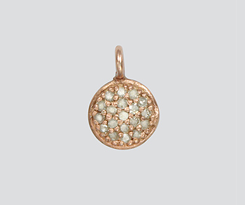 Sterling Silver Charm w/Pave Diamonds Round Disc (Rose Plated) 8mm - Pack of 1