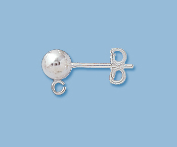 Sterling Silver Ball Earring w/ Ring & Earnut 5mm  - Pack of 2