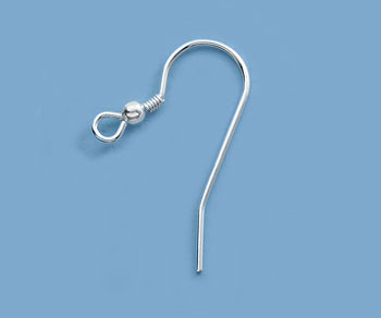 Sterling Silver Earwire w/ 2.5mm Ball  & Coil - Round Wire 25mm - Pack of 2