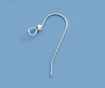 Sterling Silver Earwire w/ 2.5mm Ball - Round Wire 25mm - Pack of 2