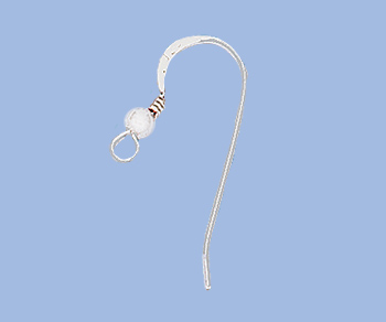 Sterling Silver Earwire w/ Ball & Coil 19.5mm  - Pack of 2