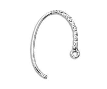 Sterling Silver Earwires Textured 19mm - Pack of 2