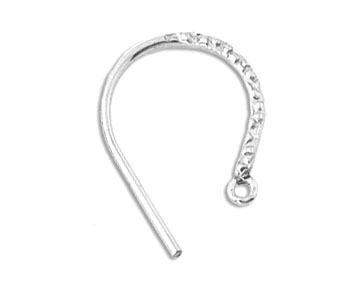 Sterling Silver Earwires Textured 19mm - Pack of 2