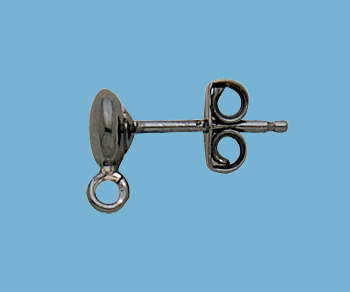 Sterling Silver Flat Ball Earring 5mm w/Ring & Earnuts (Oxidized) - Pack of 2