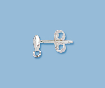 Sterling Silver Flat Ball Earring w/ Ring & Earnut 4mm  - Pack of 2