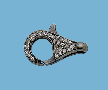 Sterling Silver Lobster Clasp w/ Pave Diamonds 14mm - Pack of 1