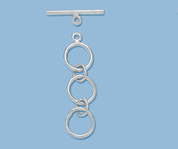 Sterling Silver Toggle Clasp 3 Rings 10mm - Pack of 1