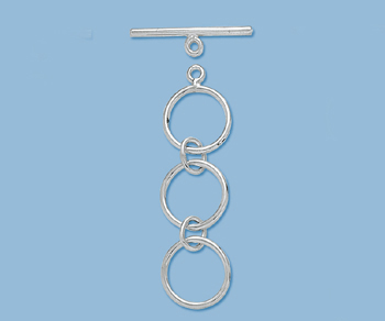 Sterling Silver Toggle Clasp 3 Rings 12mm - Pack of 1