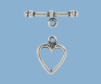 Sterling Silver Toggle Clasp Heart 13mm - Pack of 1