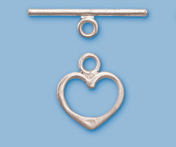 Sterling Silver Toggle Clasp Heart 15mm - Pack of 1