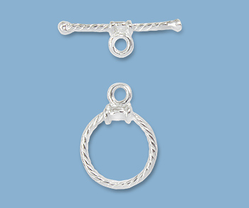 Sterling Silver Toggle Clasp Twisted 12mm - Pack of 1