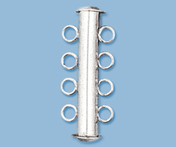 Sterling Silver Tube / Bar Clasp 27mm 4 Strand - Pack of 1