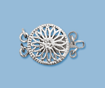 Sterling Silver Clasp Filigree Round 2 Strand 11.85mm - Pack of 1