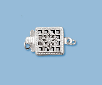 Sterling Silver Clasp Filigree Square 1 Strand 13.5x8.5mm - Pack of 1