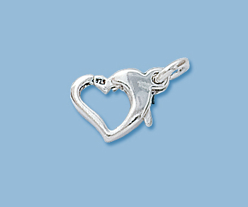 Sterling Silver Clasp Floating Heart 12mm - Pack of 1