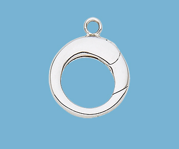 Sterling Silver Clasp Round Ring 14mm - Pack of 1