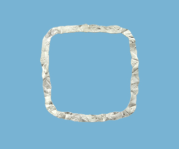 Sterling Silver Hammered Flat Square Ring Closed 22mm - Pack of 1