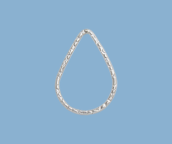 Sterling Silver Link Textured Teardrop Closed 12x18mm - Pack of 1