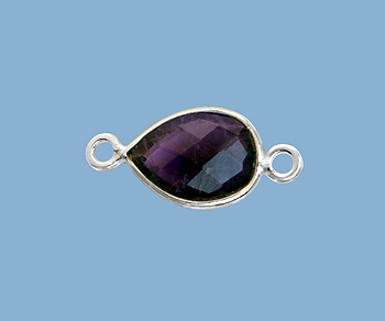 Sterling Silver Bezel Connector Amethyst Pear 10x7mm - Pack of 1