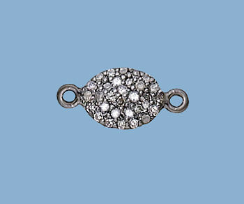 Sterling Silver Connector w/ Pave Diamonds Oval 6x8mm - Pack of 1