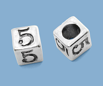 Sterling Silver Number Bead - #5 - 5mm - Pack of 1