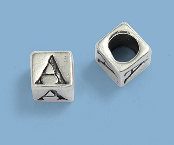 Sterling Silver Letter Bead - A - 5mm - Pack of 1