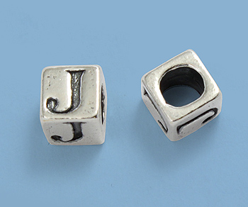 Sterling Silver Letter Bead - J - 5mm - Pack of 1