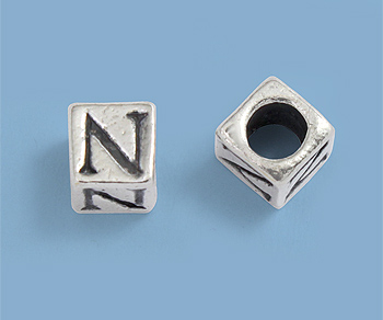 Sterling Silver Letter Bead - N - 5mm - Pack of 1