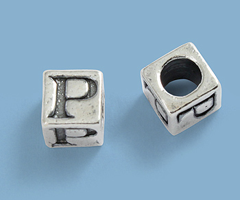Sterling Silver Letter Bead - P - 5mm - Pack of 1