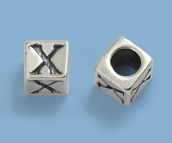 Sterling Silver Letter Bead - X - 5mm - Pack of 1