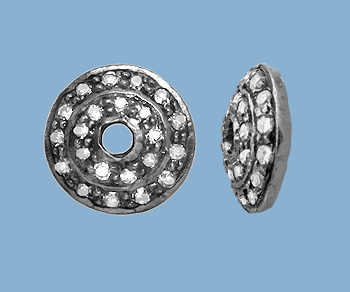 Sterling Silver Bead Cap w/Pave Diamonds 8mm - Pack of 1