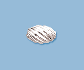 Sterling Silver Bead Twisted Oval 6.5x10.5mm - Pack of 1