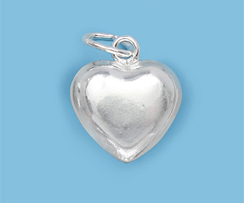 Silver Filled Charm Puffed Heart 11x9.5mm - Pack of 1