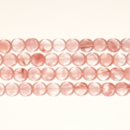 Cherry Quartz 12mm Coin Beads - 8 Inch Strand