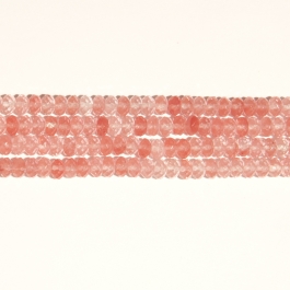 Cherry Quartz 8mm Faceted Rondelle Beads - 8 Inch Strand