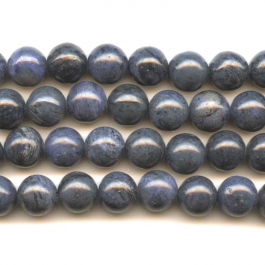 Dumorterite 10mm Round Beads - 8 Inch Strand