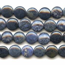 Dumortierite 12mm Coin Beads - 8 Inch Strand